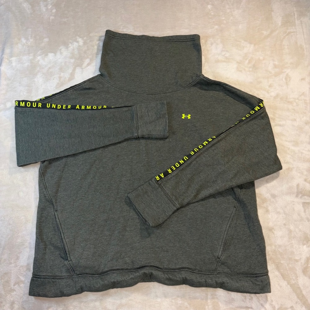Under Armour Womens XL Gray Rival Fleece Wrap Neck Pullover Hoodie 1357312